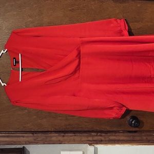 Express, red midi dress,long sleeve.